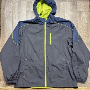 Cortavientos BCG Para Hombres 2 Tonos Azul Marino y Gris Talla XL Bolsillos con Cremallera Completa Con Capucha - Imagen 1 de 8