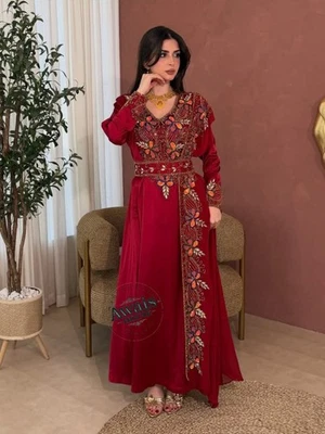 Polyster caftan abaya farasha jalabiya islamic clothing muslim evening caftan - Image 1 of 4