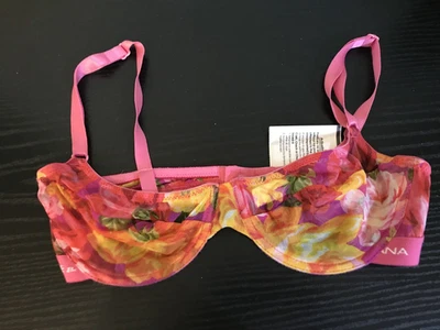 NUEVO CON ETIQUETAS SUJETADOR DOLCE GABBANA ROSA AMARILLO FLORAL CON AROS SIN FORRO 32 Foto 1 de 4