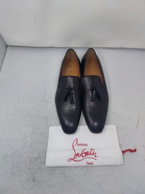Christian Louboutin PARA HOMBRES UE 45 EE. UU. 12 NUEVO Mocasín Borla Diente de León Cuero Negro Foto 1 de 4