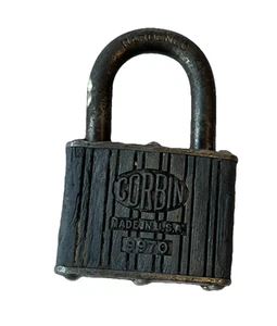 Vintage Antique Corbin Metal Steel Padlock Marked 9970 Made In USA NO Key - Picture 1 of 8