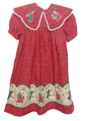 Vintage 1995 Brenda Gervais Girls Christmas Dress Handmade Folk Art Size - Image 1 of 4