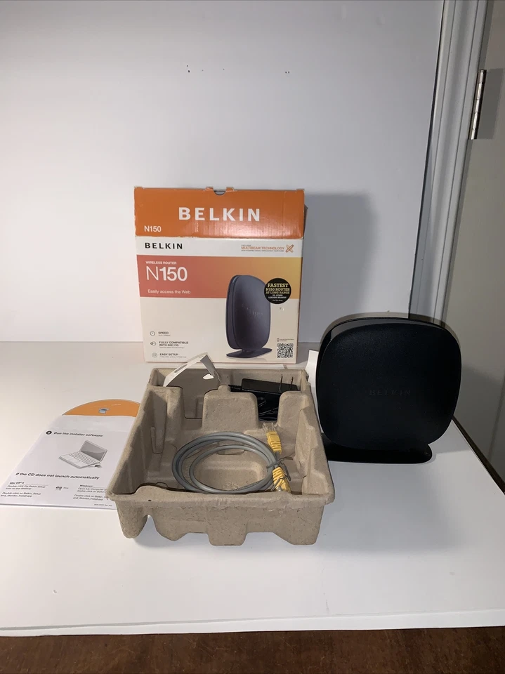 Belkin N150 Wireless/Wi-Fi Router 4 Port 2.4 GHz Easy Internet SPEED NEW - Image 1 of 3