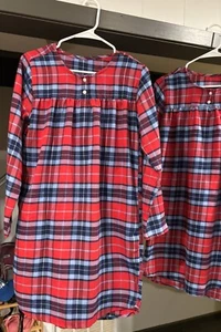 EUC Lands' End Red Blue Plaid Nightgown Pajamas Girls Youth Size 16 LandsEnd  - Picture 1 of 6