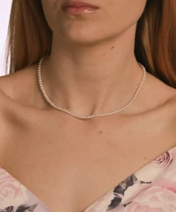 White Pearl Imitation Choker Necklace Handmade Pearl Seed Elegant Wedding Women - Picture 1 of 7
