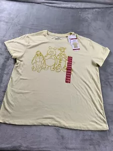 Disney Winnie The Pooh T-Shirt Women XL Yellow Crew Neck Graphic Print Polyester - Picture 1 of 15