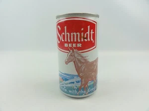 Cerveza Schmidt Vintage Años 70 12 Onzas Lata Caballo Granero Valla Blanca Roja Azul - Imagen 1 de 12