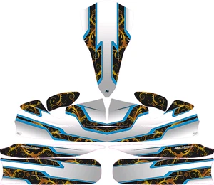BLUE VELOCITY GOLD CHROME CUSTOM FULL KART STICKER KIT - KARTING - JakeDesigns - Picture 1 of 1