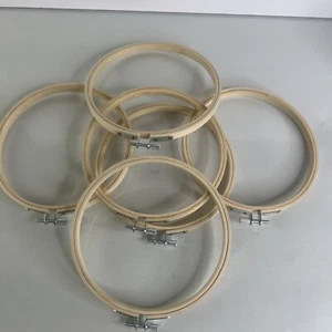 Wooden Embroidery Hoop Needlepoint Quilt Sewing Lot of 6 6" Round Screw Closure - Picture 1 of 3