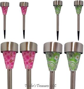 Westinghouse LED Solar Path Garden Lights (2 Pack) with Flowers Pink or Green 