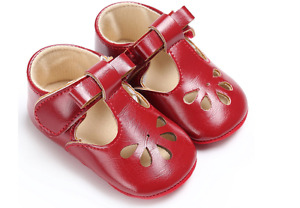 Newborn Baby Boy Girl Soft Sole T- Bar Crib Shoes Toddler Mary Jane Shoes 0-18 M