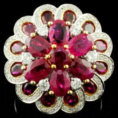 8.96 CT Round & oval cut ruby flower style women's wedding & engagement Ring - Image 1 of 4