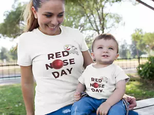 T-Shirt Red Nose Day Mama Papa Sohn Tochter Happy Smile besonderer Tag Geburtstagsgeschenk - Bild 1 von 7