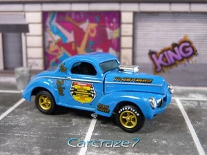 2022 M2 Machines Blue '41 Willys Coupe Gasser NHRA Rubber Tires Loose P1 - Picture 1 of 3