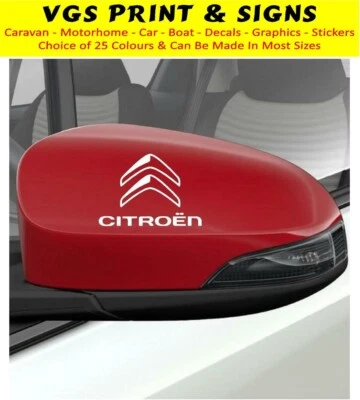 2 x PEGATINAS ESPEJO PUERTA LOGO CITROEN NUEVO CALCOMANÍAS GRÁFICOS ELECCIÓN DE COLORES - Imagen 1 de 3