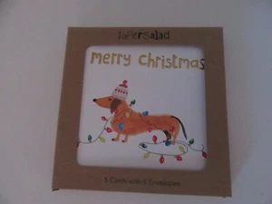 PaperSalad Dachshund Dog Merry Christmas Lights 5 Cards Envelopes Holiday 5x5" - Picture 1 of 1