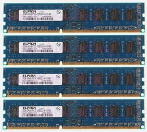 8GB Elpida 4x 2GB PC3-10600U DDR3 1333Mhz 240pin CL9 DIMM RAM Desktop Memory - Picture 1 of 1