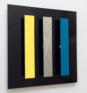 MODERNE MODERNE METALL WANDKUNST MIT DEM TITEL "3D STREIFEN" AQUA - Bild 1 von 2