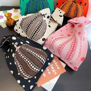 High-capacity Knot Wrist Bag Pumpkin Tote Bag Handmade Knit Handbag Student - Picture 1 of 14