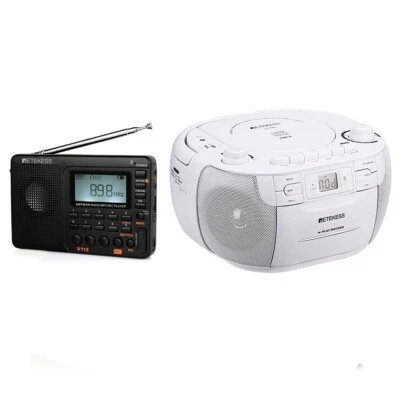 RETEKESS V115Portable AM/FM Radio TR621CD/Cassette Tape Player MP3 Recorder Home - Image 1 of 4