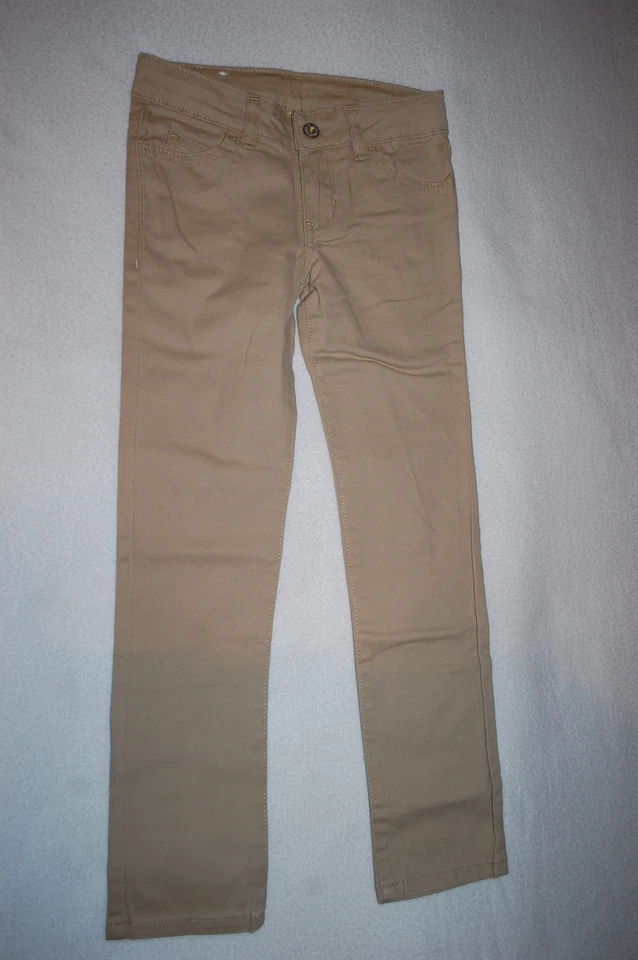 Niñas BEIGE DENIM JEANS AJUSTADOS Cintura Ajustable 5 BOLSILLOS Talla 5 6 7 8 12 DELGADOS Foto 1 de 2