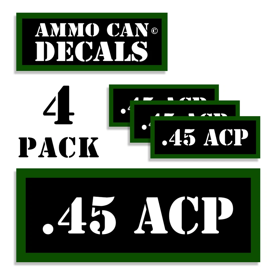 45 ACP Ammo Can 4x .45 Labels Ammunition Case 3"x1.15" stickers decals 4 pack