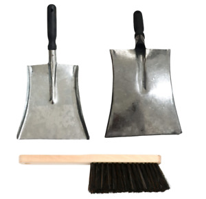 Metal Hand Galvanised Shovel Coal In&Outdoor Extra Strong Plastic Handle + Brush