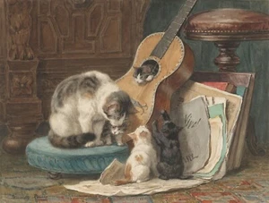 Henriette Ronner-Knip : "The Musicians" (c.1876-1877) — Giclee Fine Art Print - Picture 1 of 7