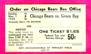 *A STEAL* FOOTBALL FULL TICKET! 1936 PACKERS/BEARS-11/1/36 - Picture 1 of 1