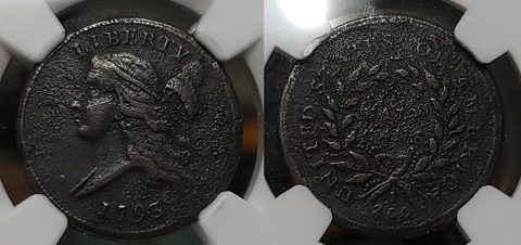 1793 Liberty Cap Half Cent 1/2c NGC VF Details Corrosion Cover