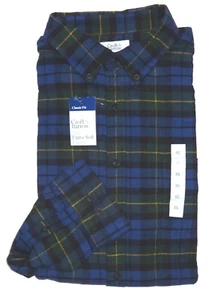 Men's Classic Fit Button-Down Flannel Shirt Long Sleeves Blue Plaid Size 2XL/XXL - Picture 1 of 3