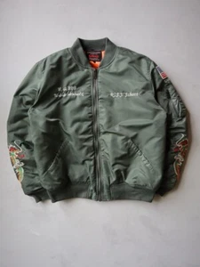 Schott NYC MA-1 Bomber Flight Souvenir Jacket Embroidered Size XXL - Picture 1 of 8