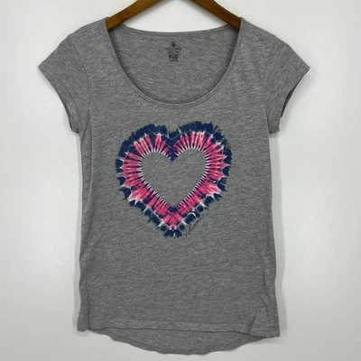 Volcom T-Shirt Women's XS Gray Round Neck Short Sleeve Heart Logo Beach - Image 1 of 4