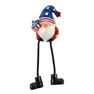 Americana Gnome with American Flag Star with Dangly Legs Figurine 6.5 Inch - Picture 1 of 8