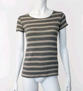 Majestic Filatures Top Size 1 Sml 95% Cashmere Merino Wool Stripe Tee Knit Soft - Picture 1 of 15