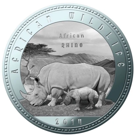 Zambia 1000 kwacha 2014 UNC Rhino Rhinoceros Africa Wildlife Silver Plated Coin Cover