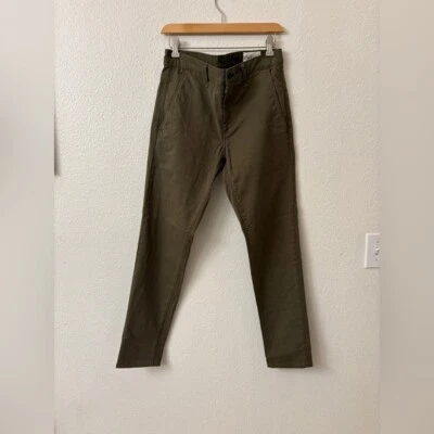 Pantalones Chinos Rag & Bone Para Hombres Calce 1 Pierna Ajustada Frente Plano Carrera Ejército Talla 30 Foto 1 de 4