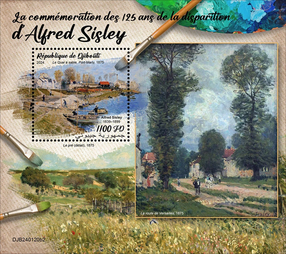Alfred Sisley Pinturas Arte 125 Años MNH Estampillas 2024 Djibouti S/S Foto 1 de 1
