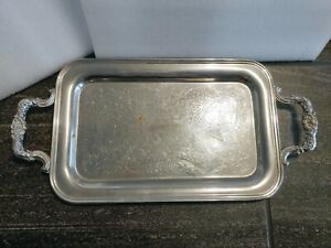 Vintage National Silver Co Serving Tray Perma Chrome Handles 14” X 9”