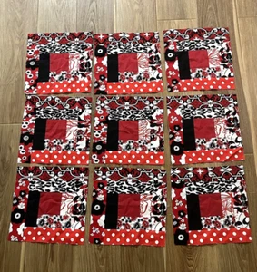 9 Stck. 11 Zoll x 11 Zoll Quilten Quadrate rot weiß schwarz - Bild 1 von 6