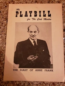 Vintage 1956 DIARY of ANNE FRANK Playbill Cort Theatre! Schildkraut Doron - Picture 1 of 4