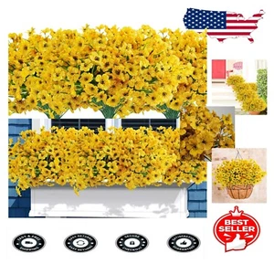 Vibrant Yellow Silk Flower Bundles - 72pcs UV Resistant for Garden & Porch - Picture 1 of 9