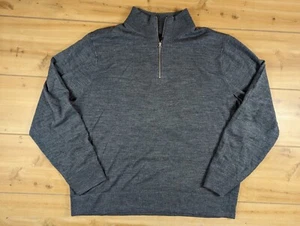 J.Crew Sweater XL Mens 1/4 Zip Pullover Merino Blend Gray *Arm Pit Holes* - Picture 1 of 13