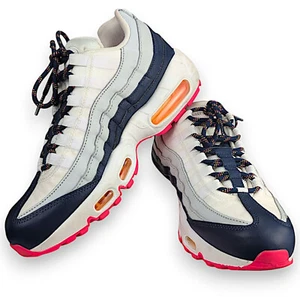 Nike Air Max 95 Premium Shoes Sneakers Navy White Orange Leather Size Womens 8 - Picture 1 of 17