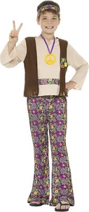Smiffys Hippie Boy Costume, with Top, Attached Waistcoat - Picture 1 of 3