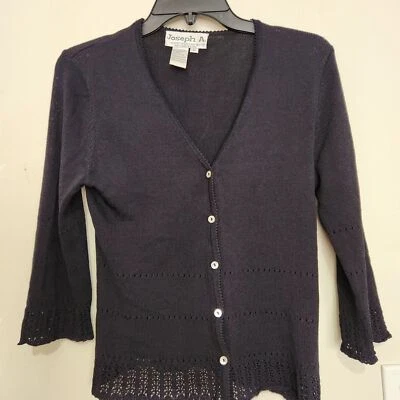 Joseph A Cardigan For Womens Size Medium Black Color Button Front 3/4 Sleeve  - Image 1 of 4