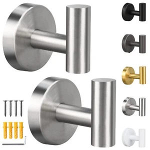 (2 Pack Brushed Nickel) Towel Hooks, Robe Hook, Bathroom Coat Hook Wall Mounted - Picture 1 of 7