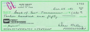Alex Hayley Roots Author Reproduction Cancelled Check and 8 x 10 Photo - Picture 1 of 4