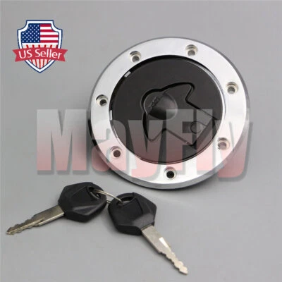 Fuel Gas Tank Cap Cover & Key Fit For Kawasaki ZX6R ZX7R ZX9R ZZR600 1989-2004 Foto 1 de 4