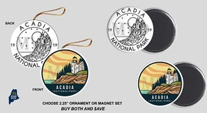 PARQUE NACIONAL ACADIA Juego de adornos/imanes regalo coleccionable vacaciones en Maine - Imagen 1 de 1